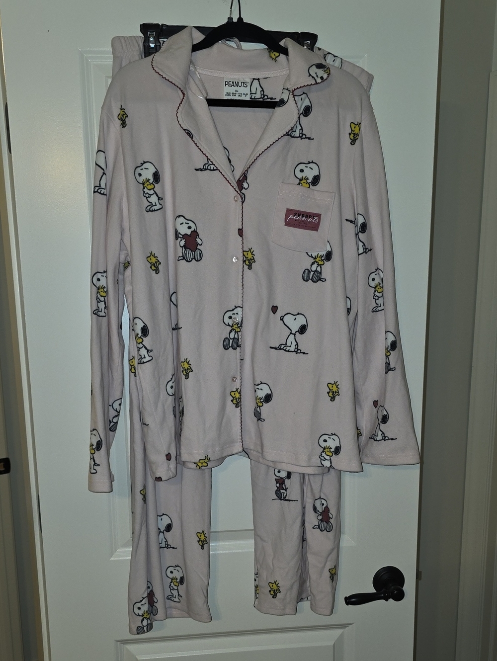 Peanuts Light Pink Snoopy & Woodstock Pajama Set Primark XL